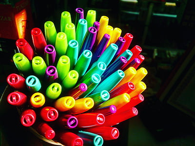 钢笔, 游戏颜料, 光明, 各种颜色, 多彩, 特写, 油漆