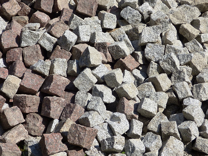 pavimento, las piedras, montón de, adoquines, cubo, piedra
