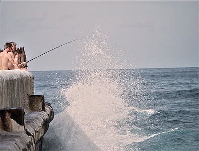 bărbaţi, sandu, pescuit, în timpul zilei, Foto, doc, Pier