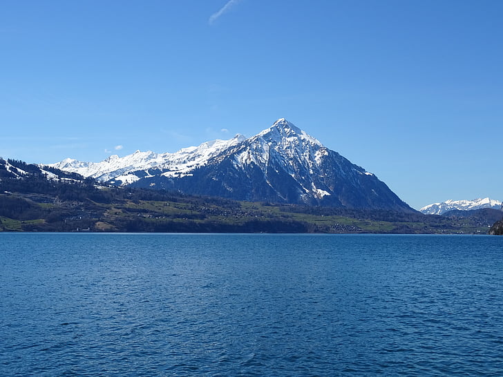 mountains, lake, landscape, mountain landscape, alpine, water, blue