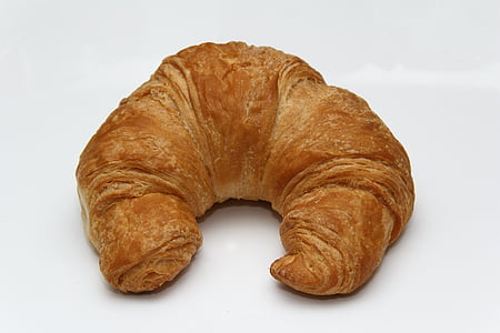 croissant, alb, unt, cu unt, Franceză, closeup, izolat