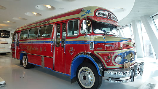 mercedes benz, bus, old, oldtimer, red, old car, museum