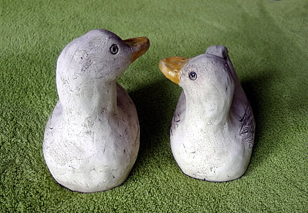 clay figures, pair of ducks, weel, art, decoration, shaped