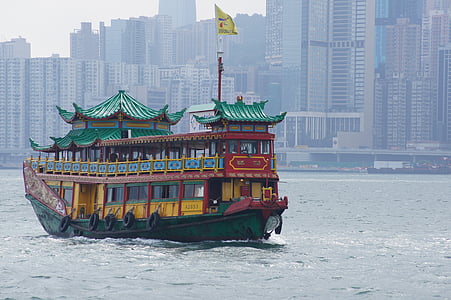 홍콩, 바다, 선박, 도시, 여행, 아시아, 중국