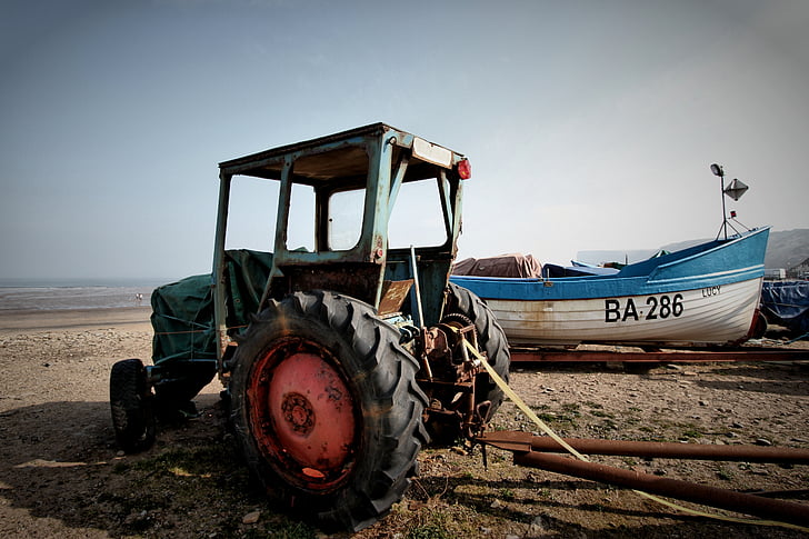 traktor, stari, zarjaveli, Vintage, kmetijstvo, stroji, starinsko