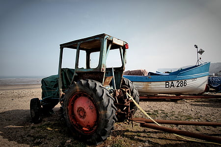 traktor, régi, rozsdás, Vintage, mezőgazdaság, gépek, antik