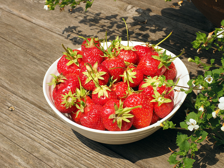 bowl, strawberries, strawberry, food, sweet, fresh, berry