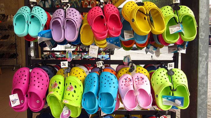 sandálias, colorido, plástico, venda, Verão, Cor, sapatos de verão