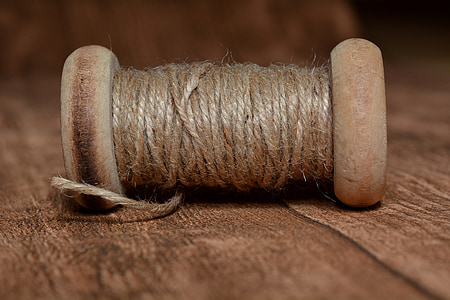 coil, wooden reel, thread, yarn, close, sewing, spool
