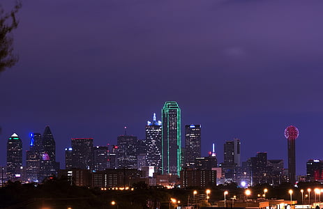 Panorama, Dallas, soumraku, Centrum města, Panoráma města, Texas, Spojené státy americké