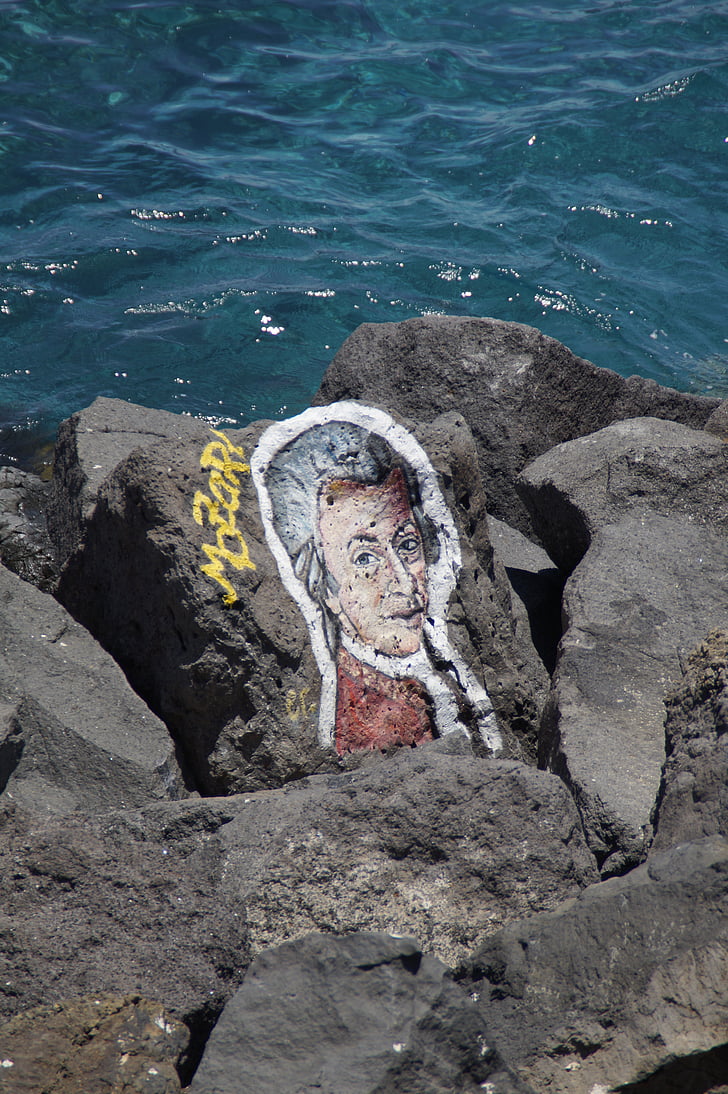 Mozart, nhạc sĩ, nhà soạn nhạc, nghệ thuật, bức tranh, đá, bờ biển đá