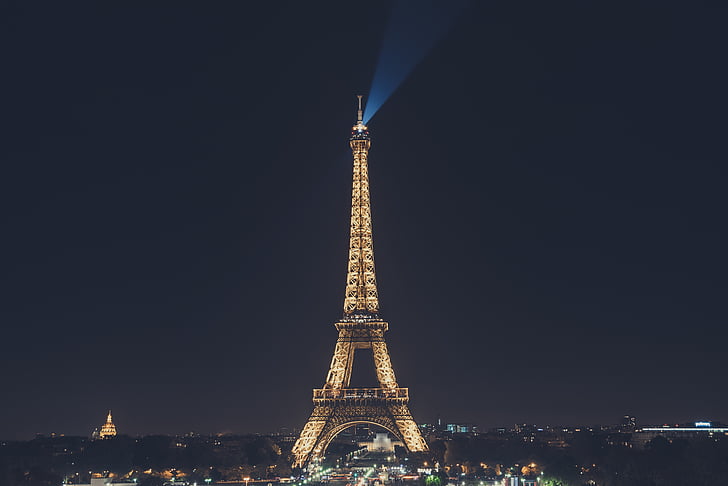 eiffel, tower, night, photo, architecture, building, infrastructure