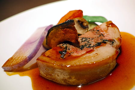 restaurant, cuisine, food, french cuisine, piglets, pork, foie gras