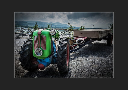 traktorius, greitai, žemės ūkis, senas, sausumos transporto priemonės, senamadiškas, retro stiliaus