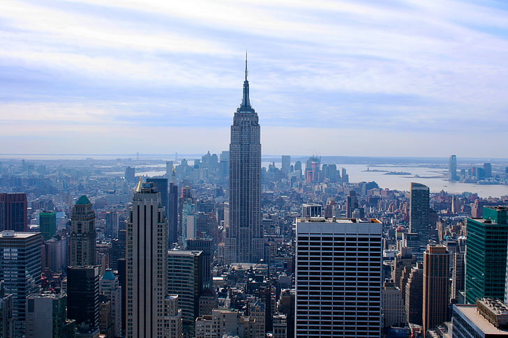 New York-i, felhőkarcoló, NYC, Manhattan, panoráma, nagyváros, a városra