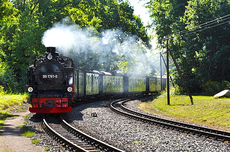 parná lokomotíva, rasender roland, Rügen, železničná, parný pohon