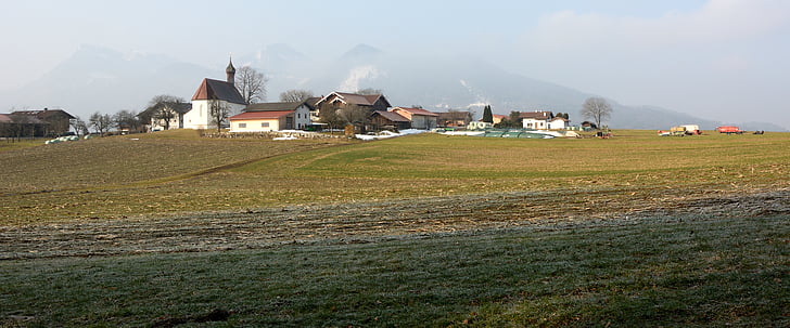koht, küla, Bavaria, Ülem-Baieri, Chiemgau, mäed, loodus