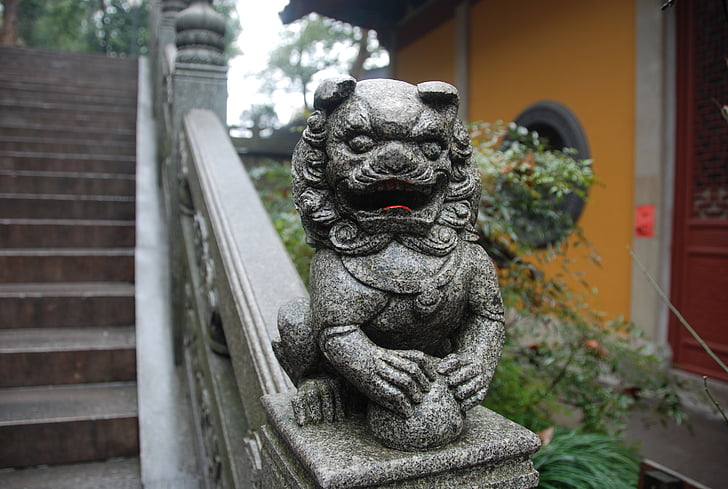 ο Βούδας, λιοντάρι, σκάλες, πέτρα, διακόσμηση, ασιατικό στυλ, Ασία