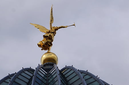 Academia, Dresden, anjo, arte, dourado, trombeta, Saxônia