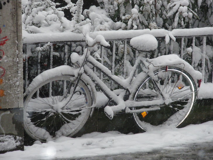 หิมะ, ฤดูหนาว, จักรยาน, ดั้งเดิม, เย็น - อุณหภูมิ, สภาพอากาศ, พายุหิมะ