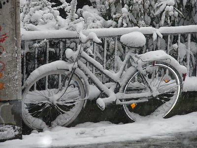 śnieg, zimowe, rower, śnieg w, zimno - temperatury, Pogoda, Blizzard