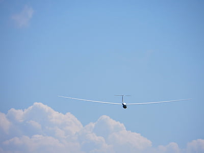 glider, fly, aircraft, cloud, sky, air, dom