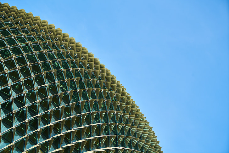 abstrakt, blå, grøn, arkitektur, bygning, Singapore, asiatiske