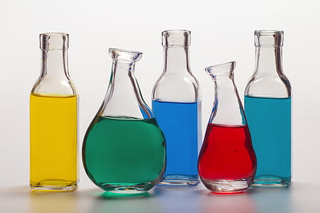 bottiglie, colorato, colori, colorato, colori, acqua, liquido