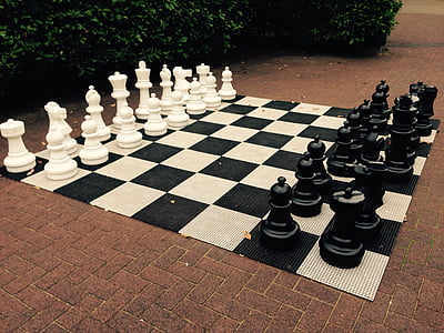 šachy, hrát, parku, strategii, sportovní, černá barva, šachovnice