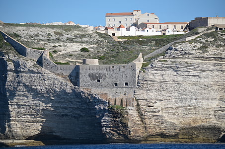 Korsika, vita klippor, Cliff, Bonifacio, kusten, Frankrike, havet