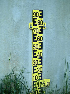 medidor de agua, medida, altura de agua, pagar, escala, signo de