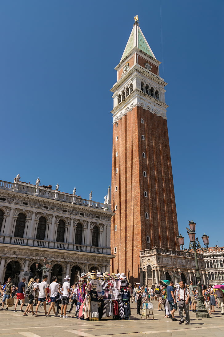 Velence, Szent Márk tér, történelmileg, San marco, Olaszország, Venezia, a Campanile