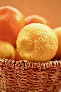 Zitronen, Zitrusfrüchte, Obst, Bio, Orange gelb, Markt, Essen