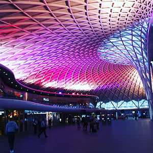 Лондон, Станция, свет, розовый, Великобритания, город, Архитектура