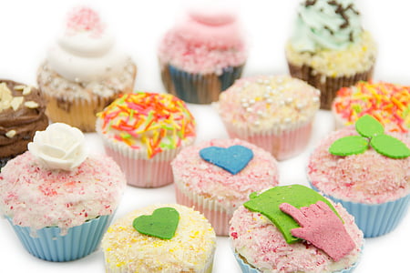 cupcakes, snoep, Sweet, bakkerij, heerlijke, crème, ontwerp