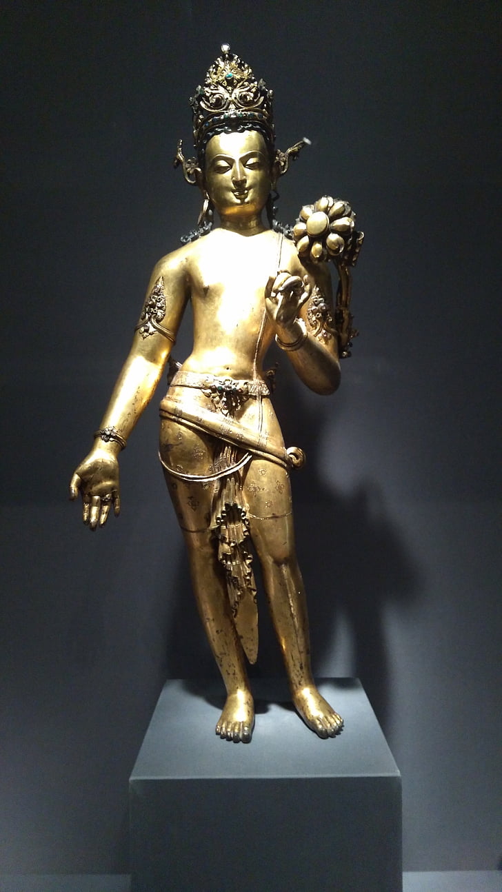 hindu, Deus, ouro, estátua, Museu