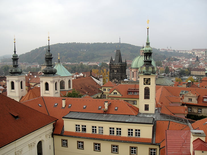 Praga, ciutat, nucli antic, paisatge urbà, arquitectura, cobertes, Centre