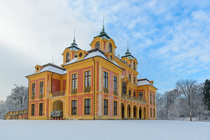 Ludwigsburg Alemanha, favoritos, Inverno, neve, pavilhão de caça, Estado de Baden-württemberg, concluiu favorito