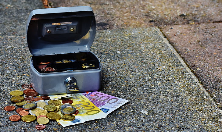 Cashbox, soldi, valuta, scatola dei contanti, Finanza, contenitore di soldi, Euro