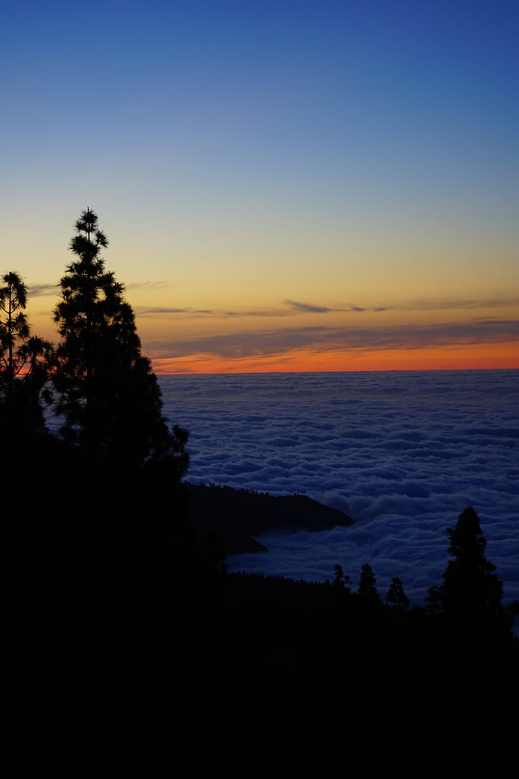 günbatımı, Afterglow, gökyüzü, bulutlar, Selva deniz, Tenerife, Kanarya Adaları