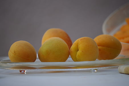 meruňky, ovoce, oranžová, jadérka, krájené, sušení