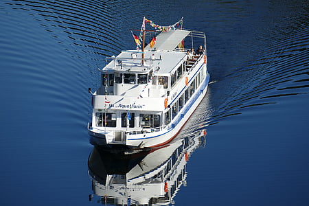 Turistički brod, oker, vode, priroda, krajolik, Rijeka, Donja Saska