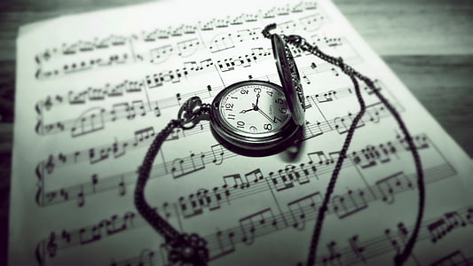 hoja de música, Nota, reloj de bolsillo, antiguo