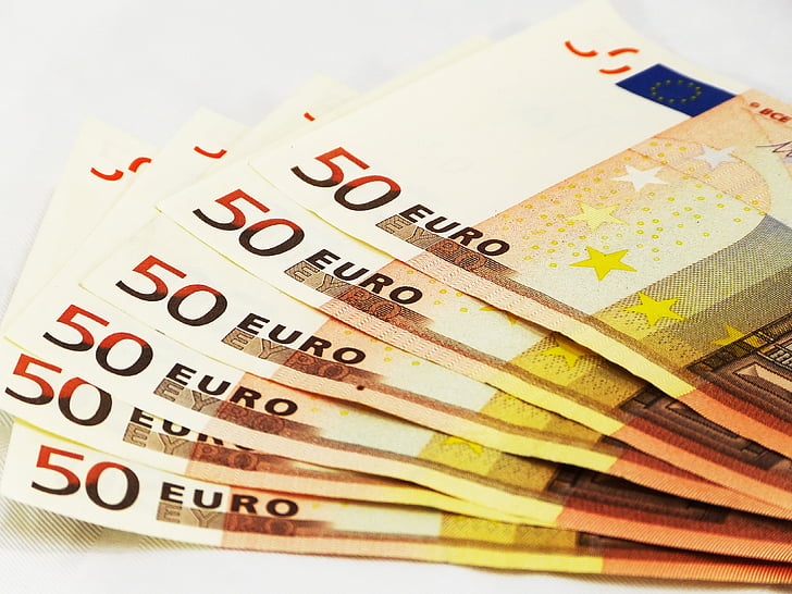piletid, 50, EUR, raha, Euroopa, Prantsusmaa, valuuta