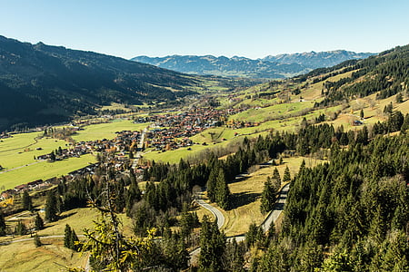 Ostrachtal, Bad hindelang, Allgäu, placer, village, montagnes, Resort