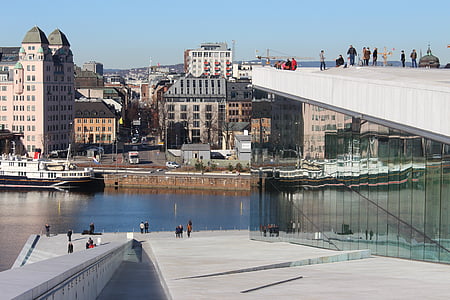 Oslo, Opera, biela, budova, Opera house, Architektúra, Nórsko