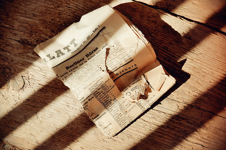 tờ báo, tờ báo hàng ngày, Abendblatt, phông chữ, kịch bản cũ, sàn gỗ, đồ cổ