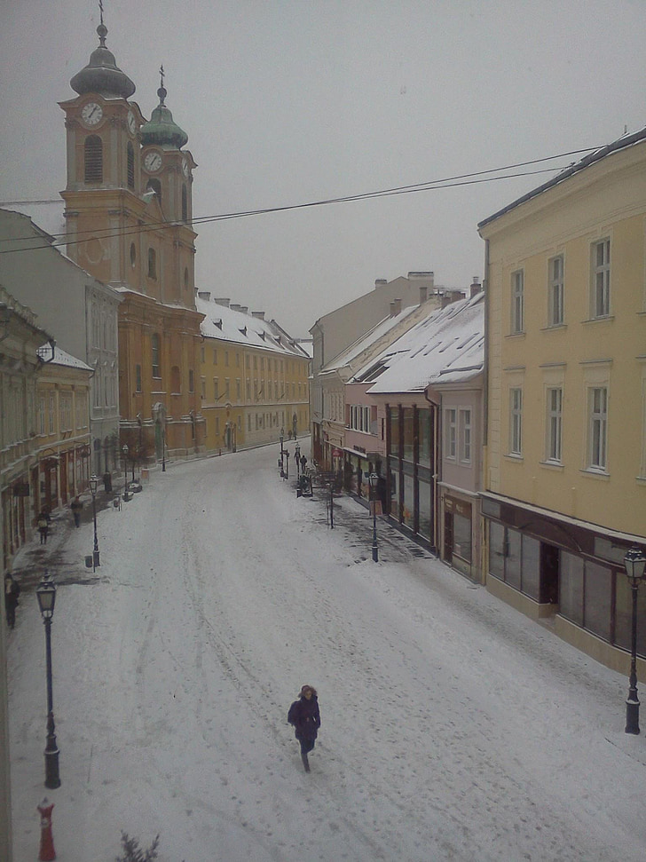 winter, street, snow