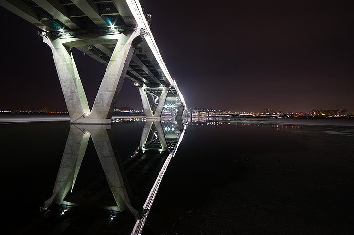 vista nocturna, AMSA pont, Seül, vista nocturna del pont