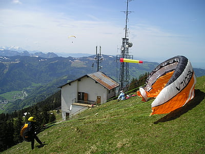 paragliding, wind, wind sock, start, clipping stage, fly, paraglider
